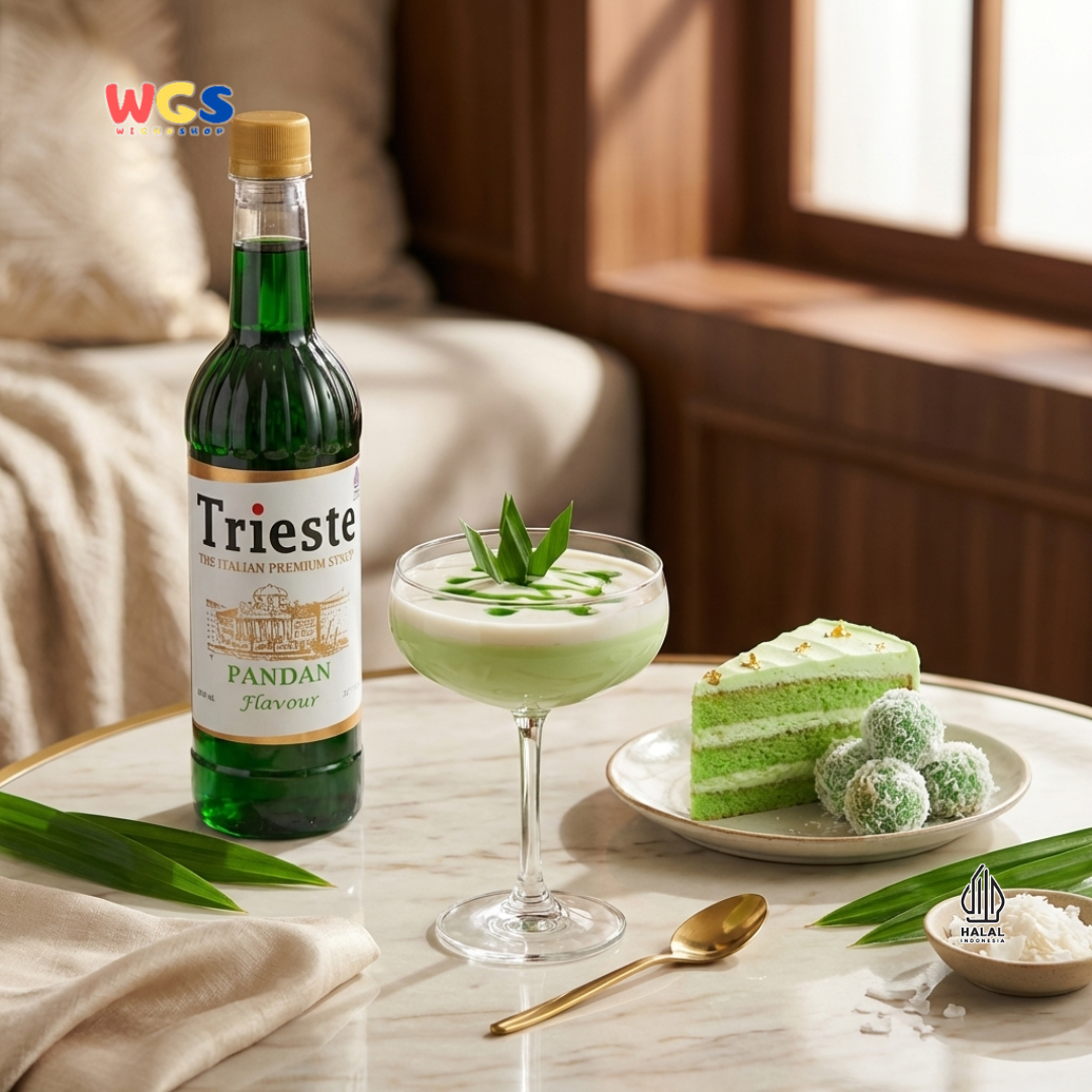 Trieste Pandan Syrup 650ml - Sirup Pandan Halal Premium untuk Kopi, Latte & Dessert
