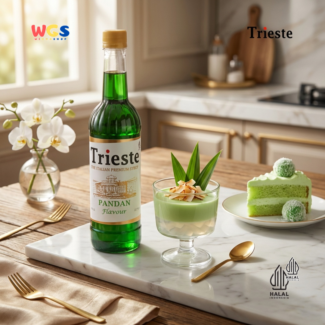 Trieste Pandan Syrup 650ml - Sirup Pandan Halal Premium untuk Kopi, Latte & Dessert