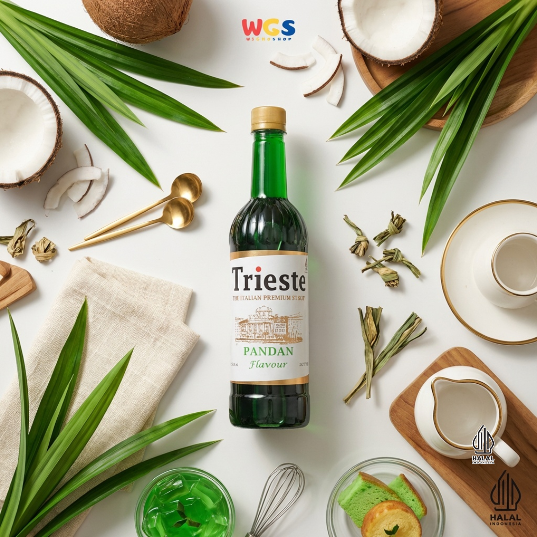 Trieste Pandan Syrup 650ml - Sirup Pandan Halal Premium untuk Kopi, Latte & Dessert