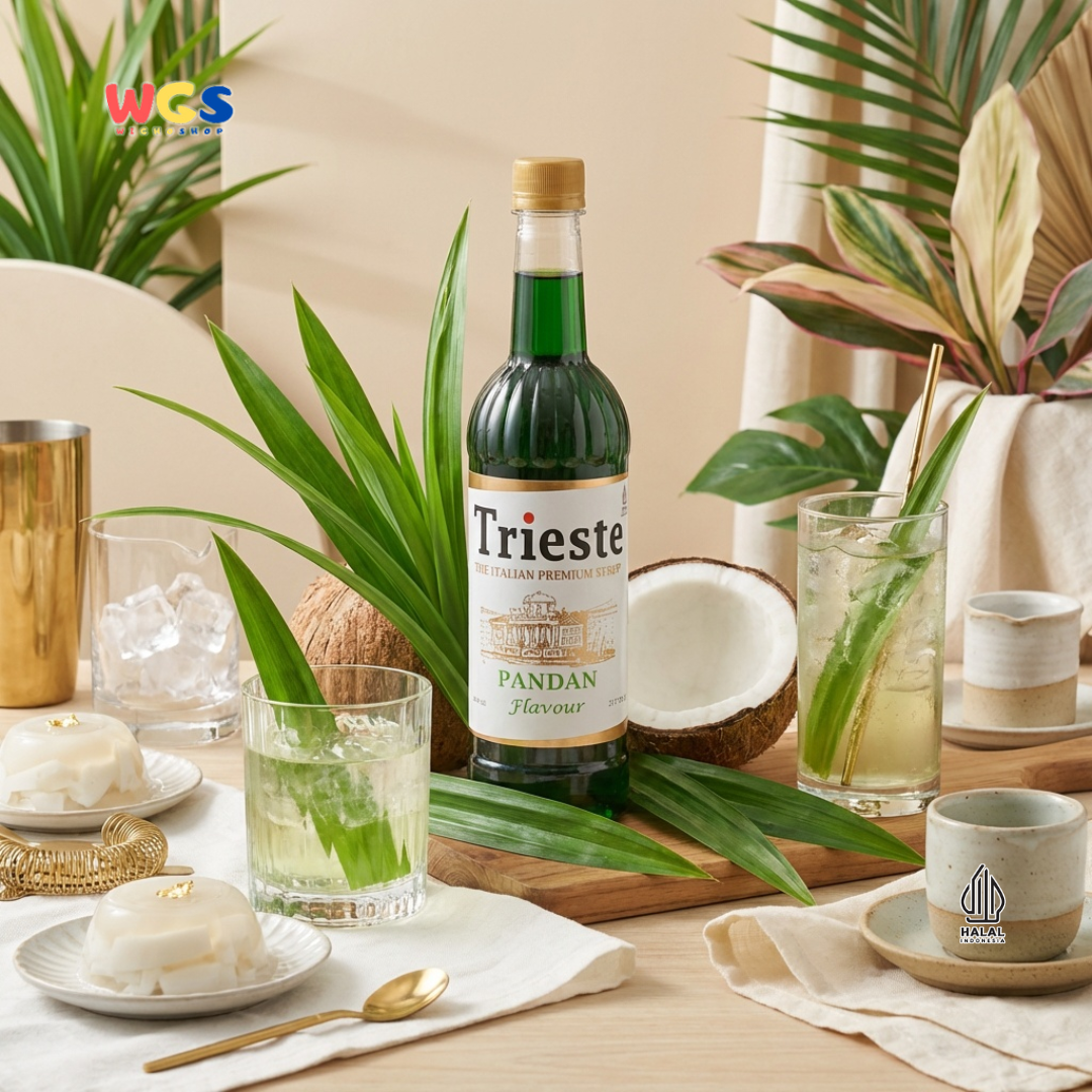 Trieste Pandan Syrup 650ml - Sirup Pandan Halal Premium untuk Kopi, Latte & Dessert