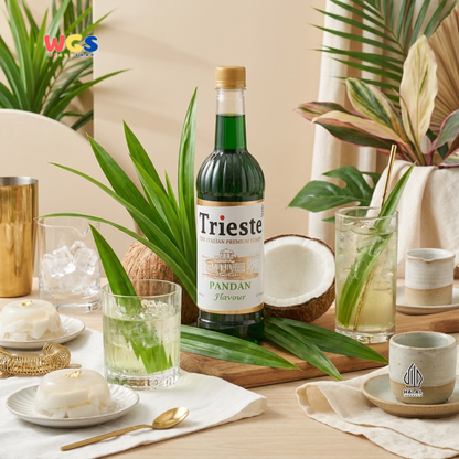 Trieste Pandan Syrup 650ml - Sirup Pandan Halal Premium untuk Kopi, Latte & Dessert
