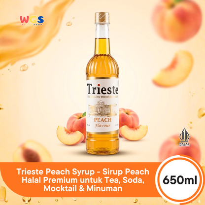 Trieste Peach Syrup 650ml - Sirup Peach Halal Premium untuk Tea, Soda, Mocktail & Minuman