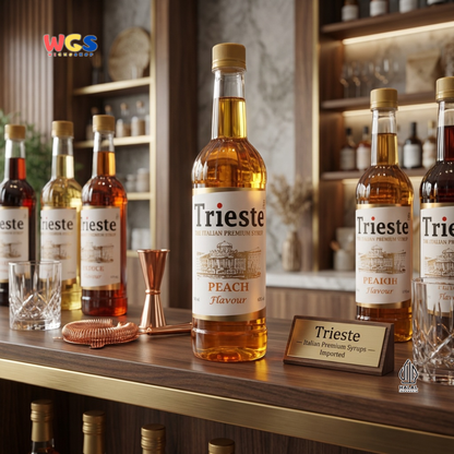 Trieste Peach Syrup 650ml - Sirup Peach Halal Premium untuk Tea, Soda, Mocktail & Minuman