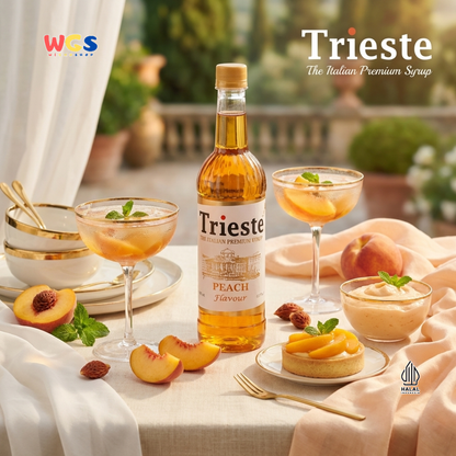 Trieste Peach Syrup 650ml - Sirup Peach Halal Premium untuk Tea, Soda, Mocktail & Minuman