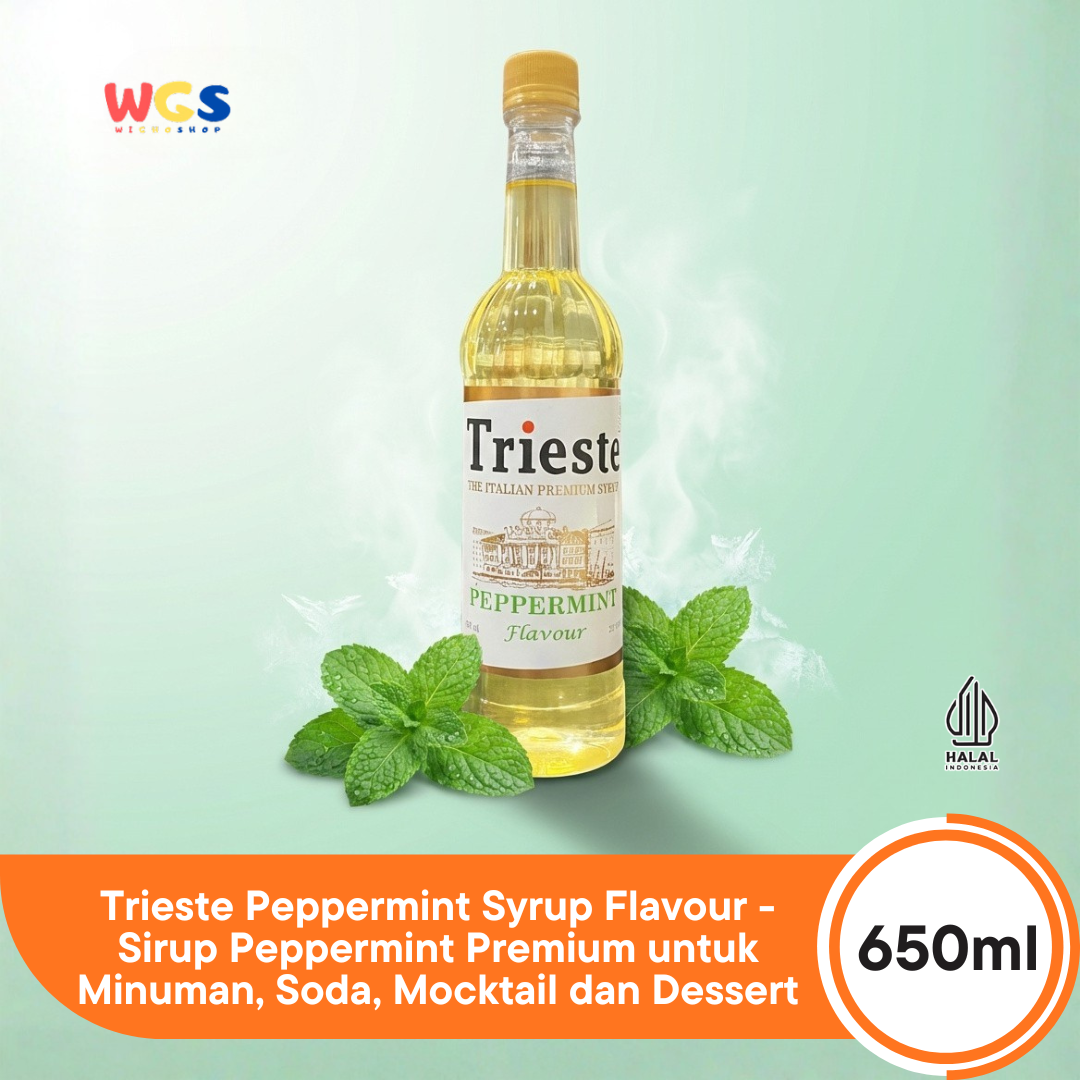 Trieste Peppermint Syrup Flavour 650ml - Sirup Peppermint Premium untuk Minuman, Soda, Mocktail dan Dessert