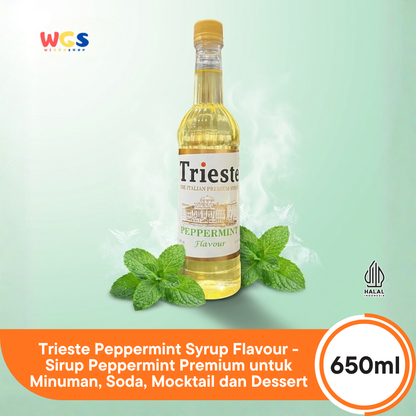 Trieste Peppermint Syrup Flavour 650ml - Sirup Peppermint Premium untuk Minuman, Soda, Mocktail dan Dessert