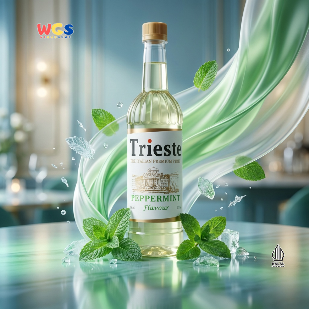 Trieste Peppermint Syrup Flavour 650ml - Sirup Peppermint Premium untuk Minuman, Soda, Mocktail dan Dessert