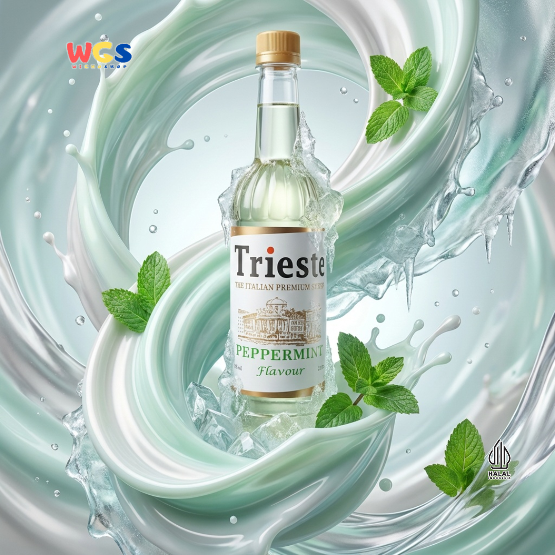 Trieste Peppermint Syrup Flavour 650ml - Sirup Peppermint Premium untuk Minuman, Soda, Mocktail dan Dessert