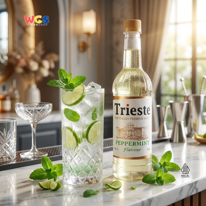 Trieste Peppermint Syrup Flavour 650ml - Sirup Peppermint Premium untuk Minuman, Soda, Mocktail dan Dessert