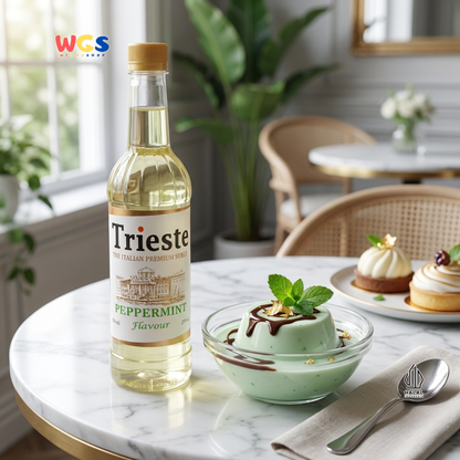 Trieste Peppermint Syrup Flavour 650ml - Sirup Peppermint Premium untuk Minuman, Soda, Mocktail dan Dessert