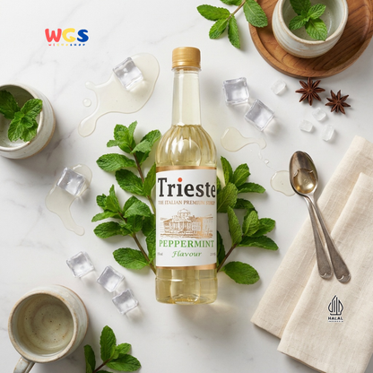 Trieste Peppermint Syrup Flavour 650ml - Sirup Peppermint Premium untuk Minuman, Soda, Mocktail dan Dessert