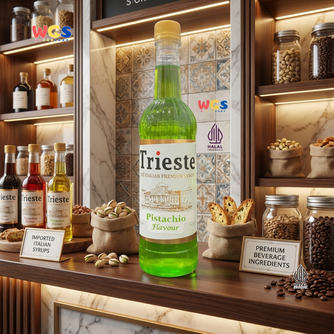 Trieste Pistachio Syrup Flavour 650ml - Sirup Pistachio Premium untuk Minuman, Dessert dan Topping
