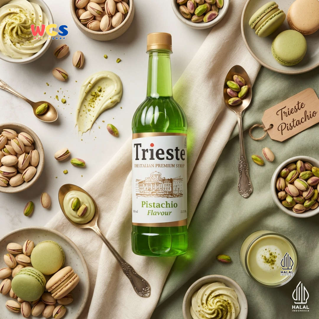 Trieste Pistachio Syrup Flavour 650ml - Sirup Pistachio Premium untuk Minuman, Dessert dan Topping