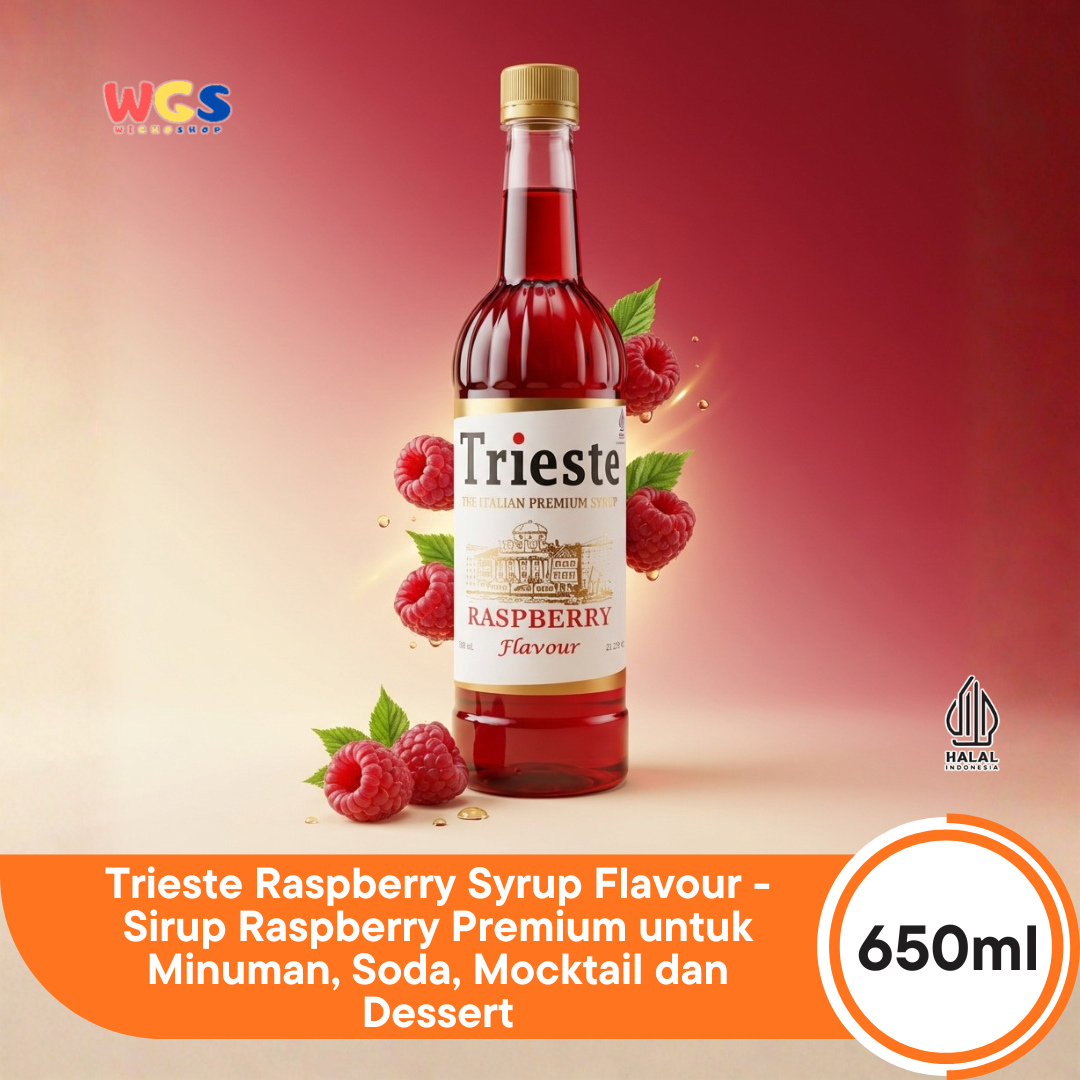Trieste Raspberry Syrup Flavour 650ml - Sirup Raspberry Premium untuk Minuman, Soda, Mocktail dan Dessert