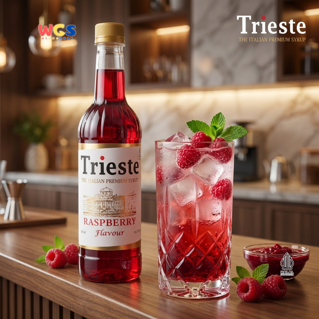 Trieste Raspberry Syrup Flavour 650ml - Sirup Raspberry Premium untuk Minuman, Soda, Mocktail dan Dessert
