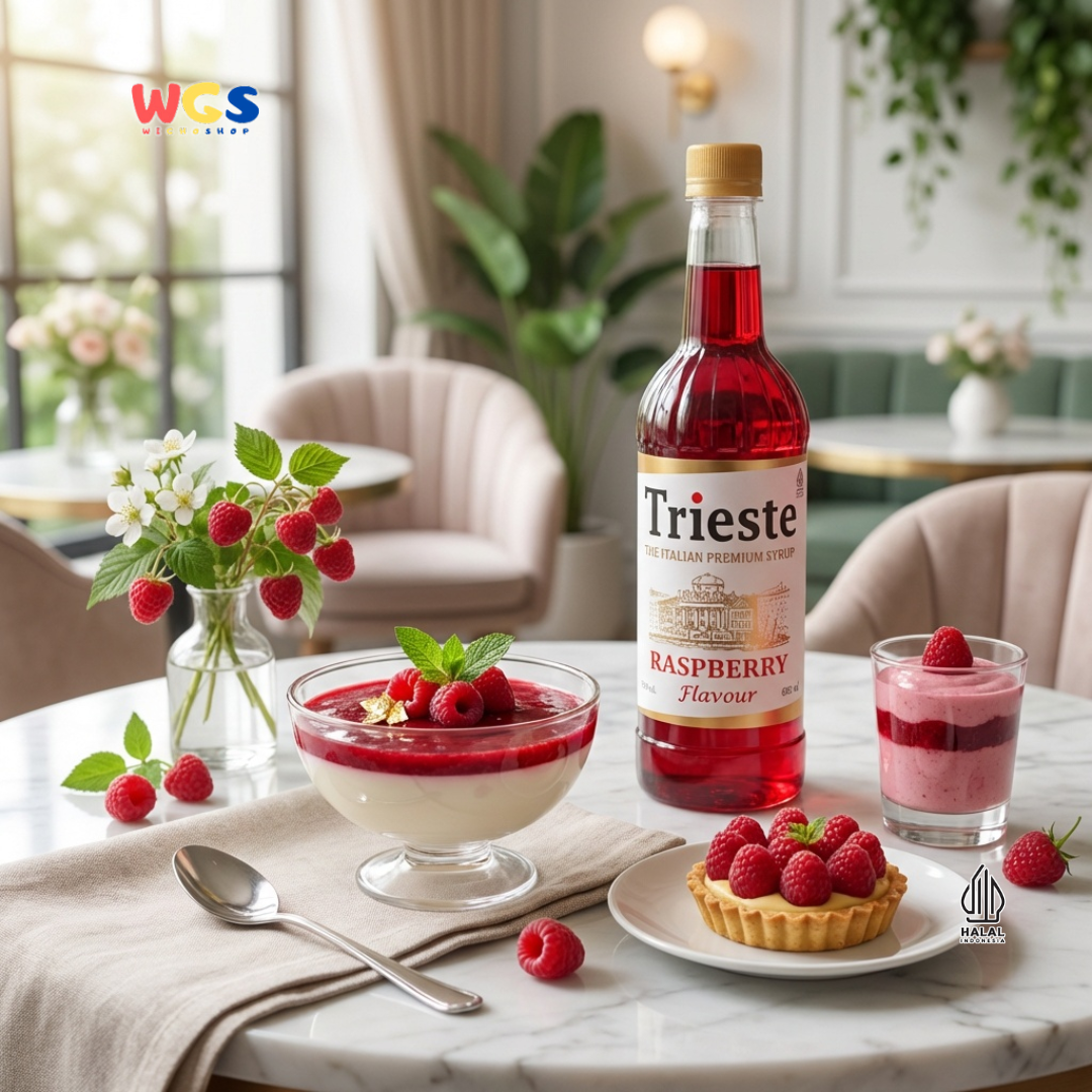 Trieste Raspberry Syrup Flavour 650ml - Sirup Raspberry Premium untuk Minuman, Soda, Mocktail dan Dessert