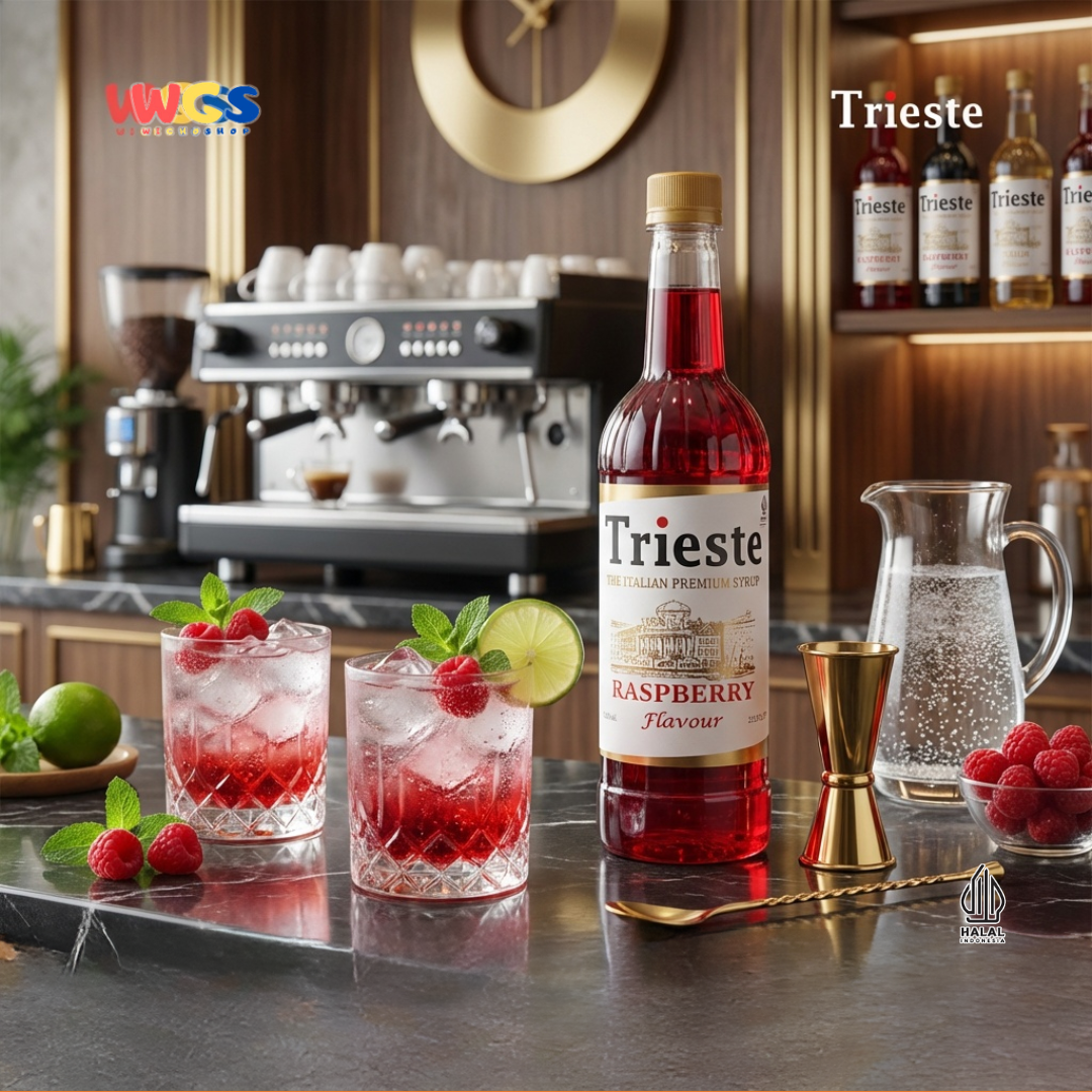 Trieste Raspberry Syrup Flavour 650ml - Sirup Raspberry Premium untuk Minuman, Soda, Mocktail dan Dessert