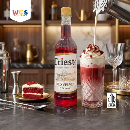 Trieste Red Velvet Syrup 650ml - Sirup Red Velvet Halal Premium untuk Latte, Milk & Dessert