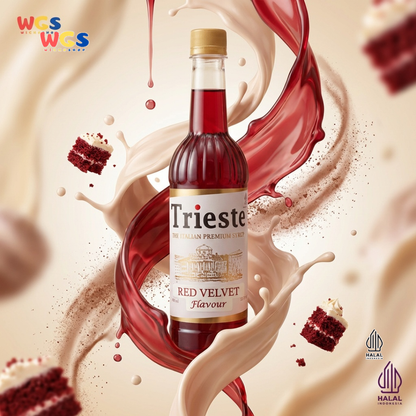 Trieste Red Velvet Syrup 650ml - Sirup Red Velvet Halal Premium untuk Latte, Milk & Dessert