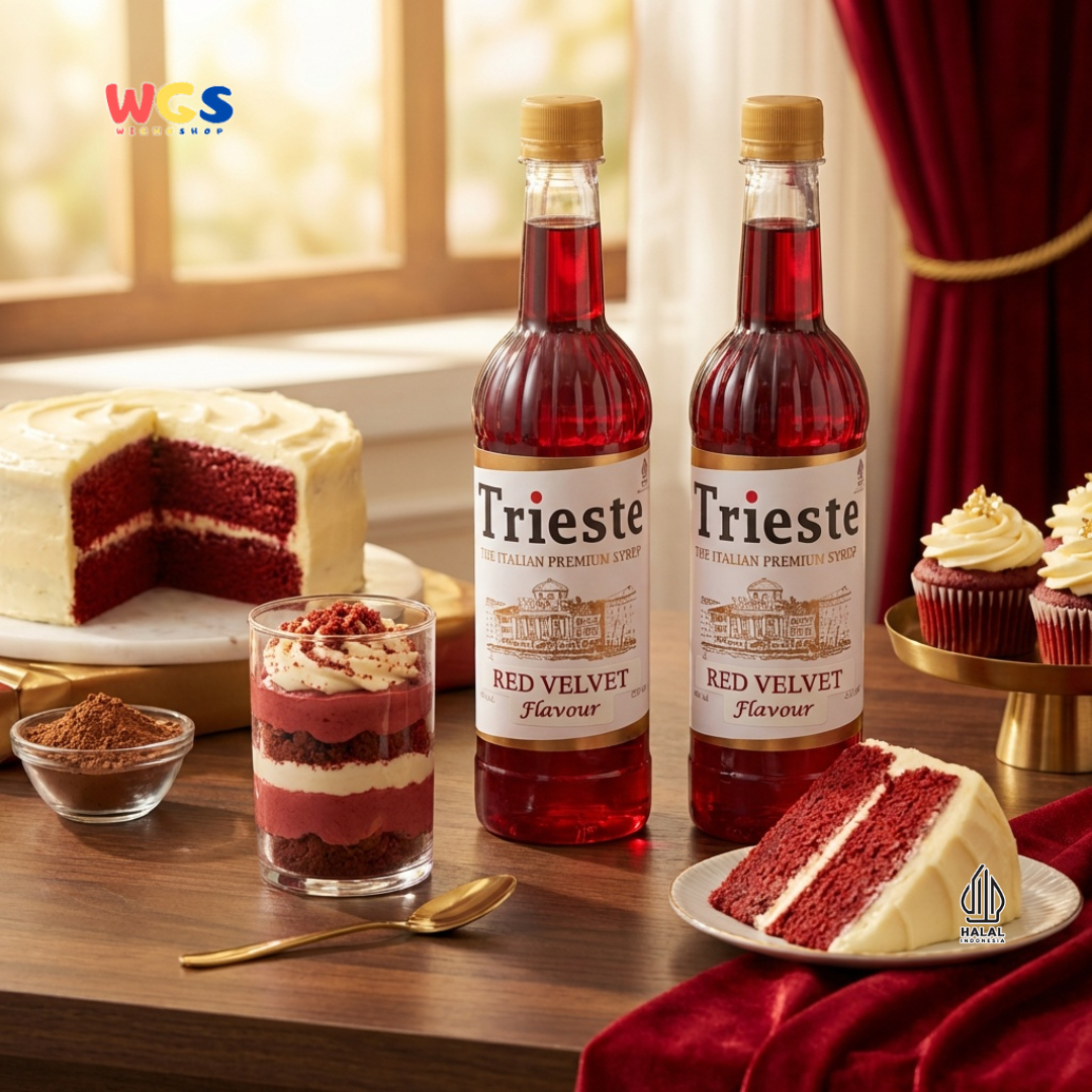 Trieste Red Velvet Syrup 650ml - Sirup Red Velvet Halal Premium untuk Latte, Milk & Dessert