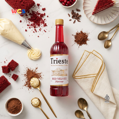 Trieste Red Velvet Syrup 650ml - Sirup Red Velvet Halal Premium untuk Latte, Milk & Dessert