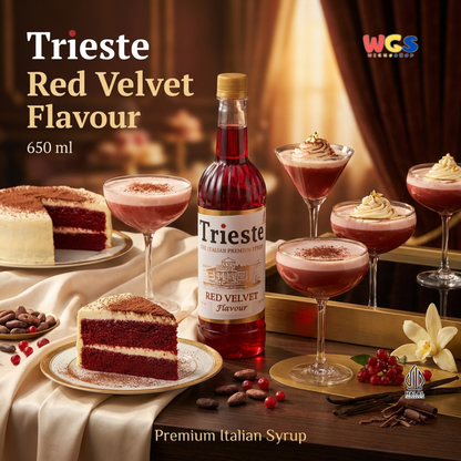 Trieste Red Velvet Syrup 650ml - Sirup Red Velvet Halal Premium untuk Latte, Milk & Dessert