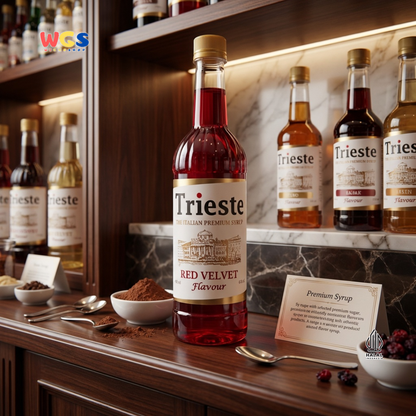 Trieste Red Velvet Syrup 650ml - Sirup Red Velvet Halal Premium untuk Latte, Milk & Dessert