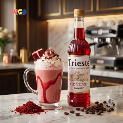 Trieste Red Velvet Syrup 650ml - Sirup Red Velvet Halal Premium untuk Latte, Milk & Dessert