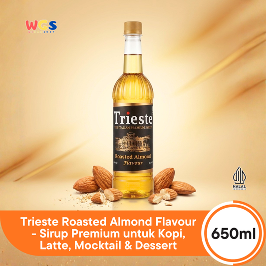 Trieste Roasted Almond Flavour Syrup 650ml - Sirup Premium untuk Kopi, Latte, Mocktail & Dessert