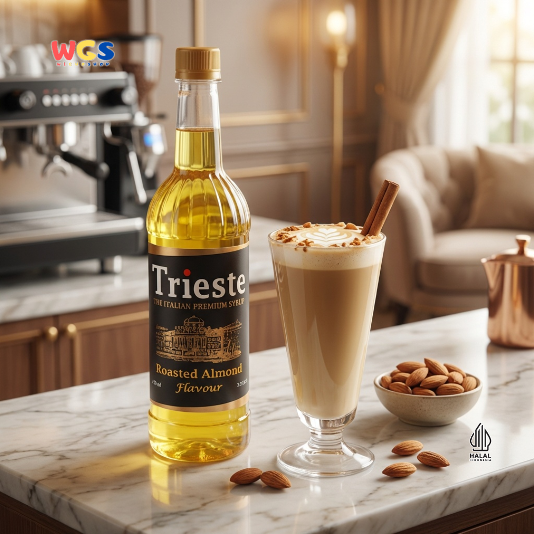 Trieste Roasted Almond Flavor Syrup Premium 650ml - Halal MUI - Trendy Drink - Bubble Tea