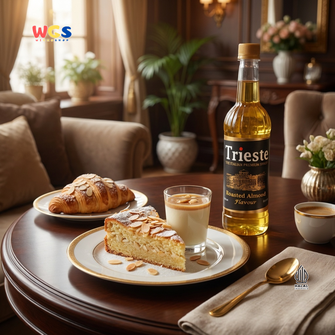 Trieste Roasted Almond Flavor Syrup Premium 650ml - Halal MUI - Trendy Drink - Bubble Tea