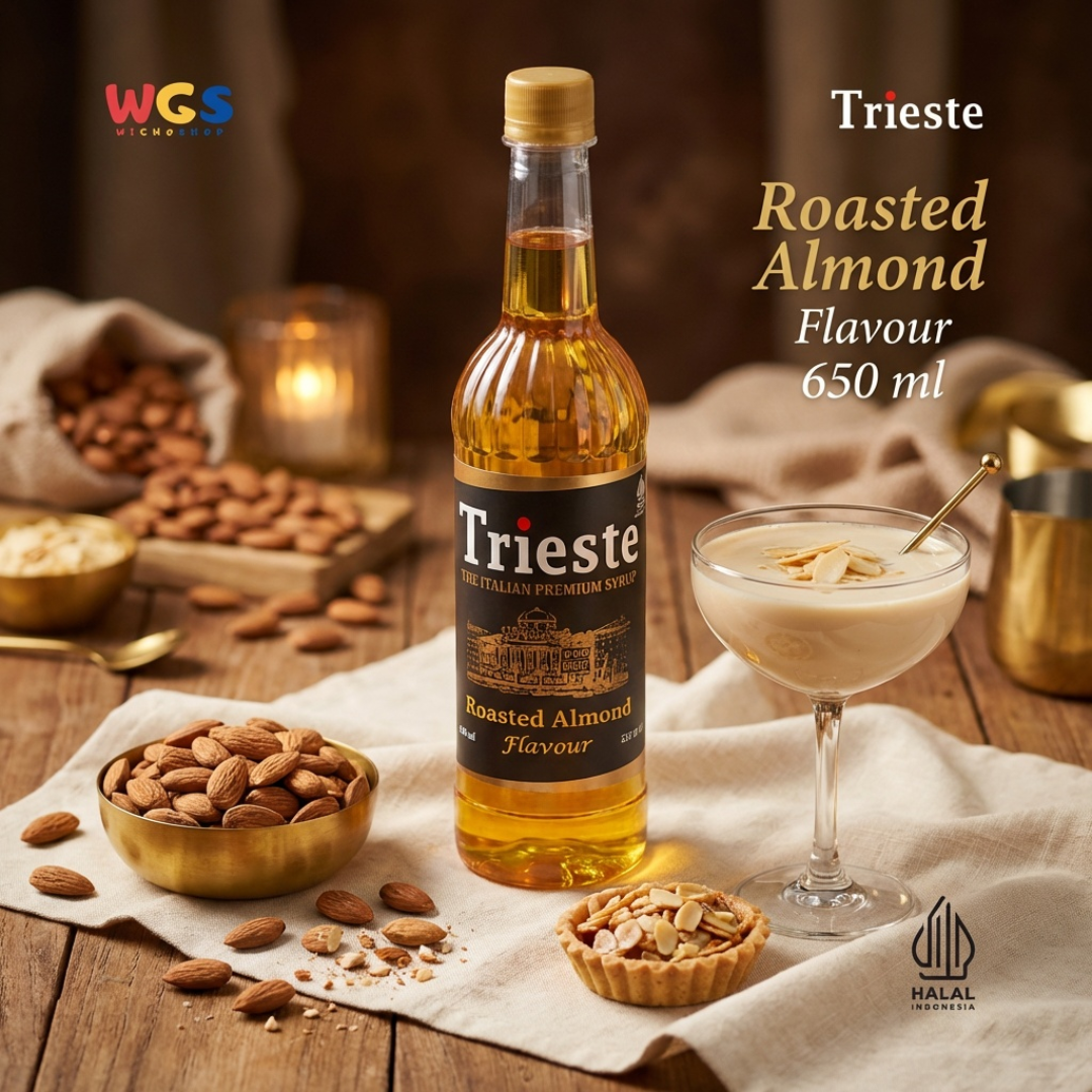 Trieste Roasted Almond Flavor Syrup Premium 650ml - Halal MUI - Trendy Drink - Bubble Tea
