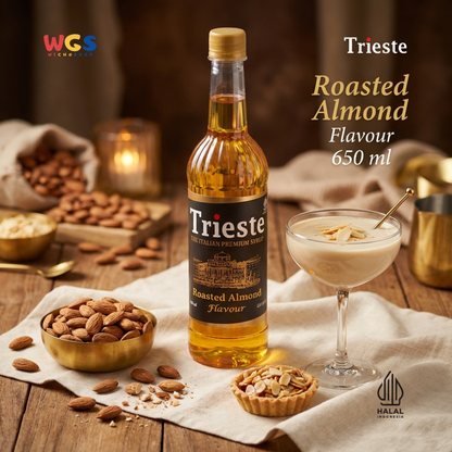 Trieste Roasted Almond Flavor Syrup Premium 650ml - Halal MUI - Trendy Drink - Bubble Tea