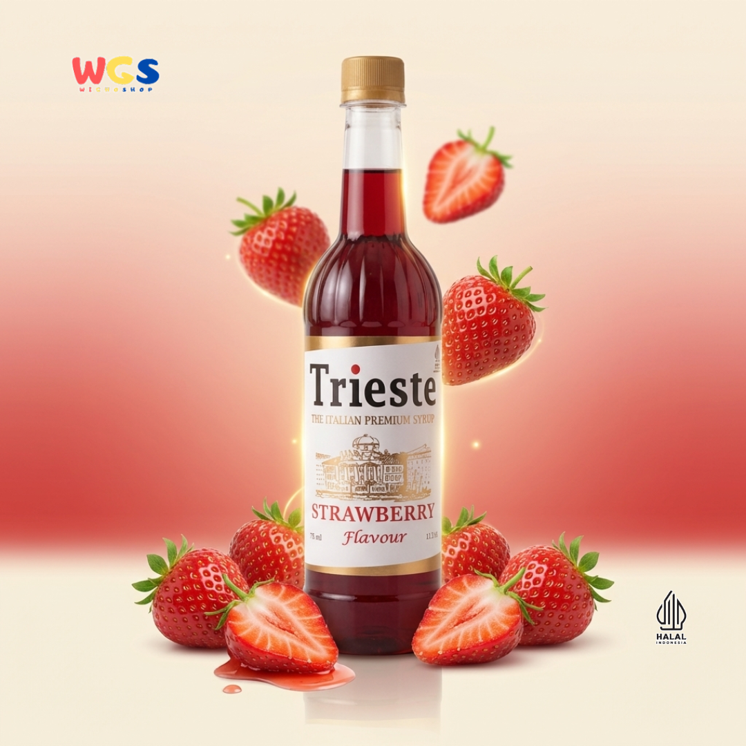 Trieste Strawberry Syrup 650ml - Sirup Stroberi Halal Premium untuk Soda, Tea & Minuman