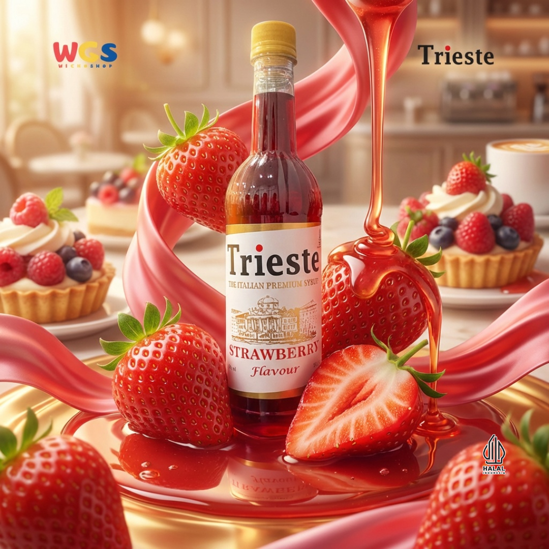 Trieste Strawberry Syrup 650ml - Sirup Stroberi Halal Premium untuk Soda, Tea & Minuman