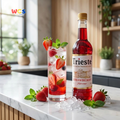 Trieste Strawberry Syrup 650ml - Sirup Stroberi Halal Premium untuk Soda, Tea & Minuman