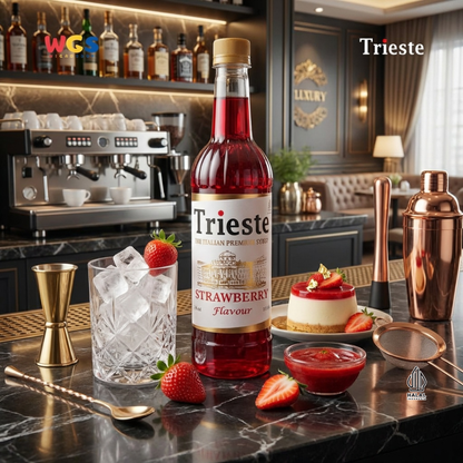 Trieste Strawberry Syrup 650ml - Sirup Stroberi Halal Premium untuk Soda, Tea & Minuman