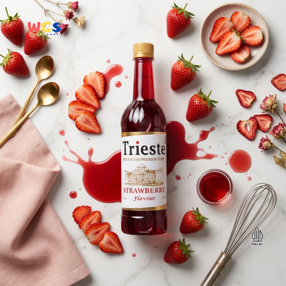 Trieste Strawberry Syrup 650ml - Sirup Stroberi Halal Premium untuk Soda, Tea & Minuman