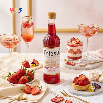 Trieste Strawberry Syrup 650ml - Sirup Stroberi Halal Premium untuk Soda, Tea & Minuman