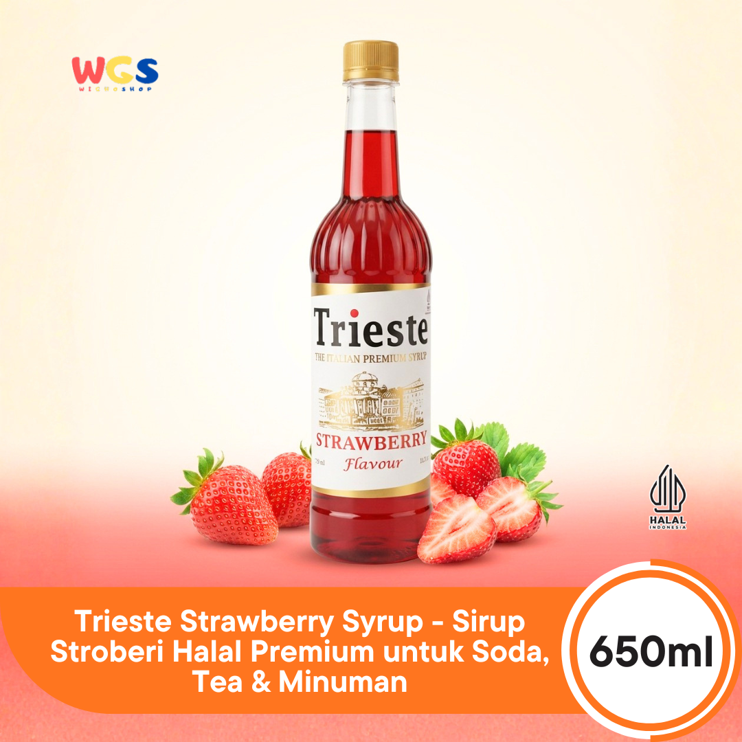 Trieste Strawberry Syrup 650ml - Sirup Stroberi Halal Premium untuk Soda, Tea & Minuman