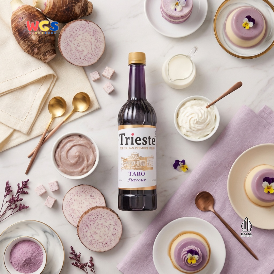 Trieste Syrup Premium Taro Flavor 650ml – Soft &amp; Sweet Taro Flavored Syrup for Drinks &amp; Desserts