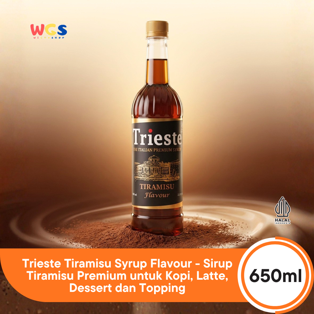Trieste Tiramisu Syrup Flavour 650ml - Sirup Tiramisu Premium untuk Kopi, Latte, Dessert dan Topping