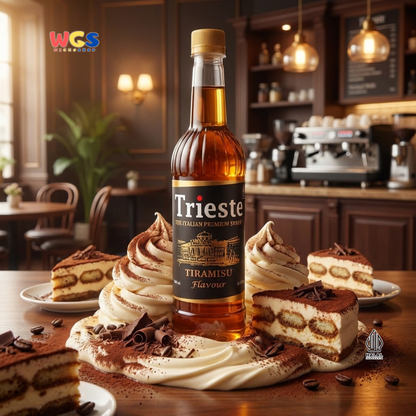 Trieste Tiramisu Syrup Flavour 650ml - Sirup Tiramisu Premium untuk Kopi, Latte, Dessert dan Topping