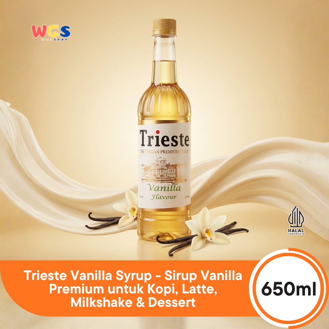 Trieste Vanilla Syrup 650ml - Sirup Vanilla Premium untuk Kopi, Latte, Milkshake & Dessert