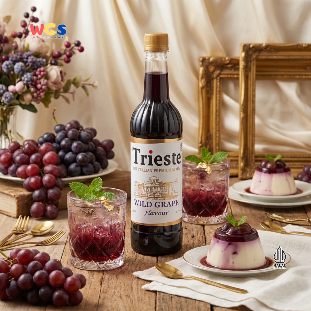 Trieste Wild Grape Syrup 650ml - Sirup Anggur Halal Premium untuk Soda, Tea & Mocktail