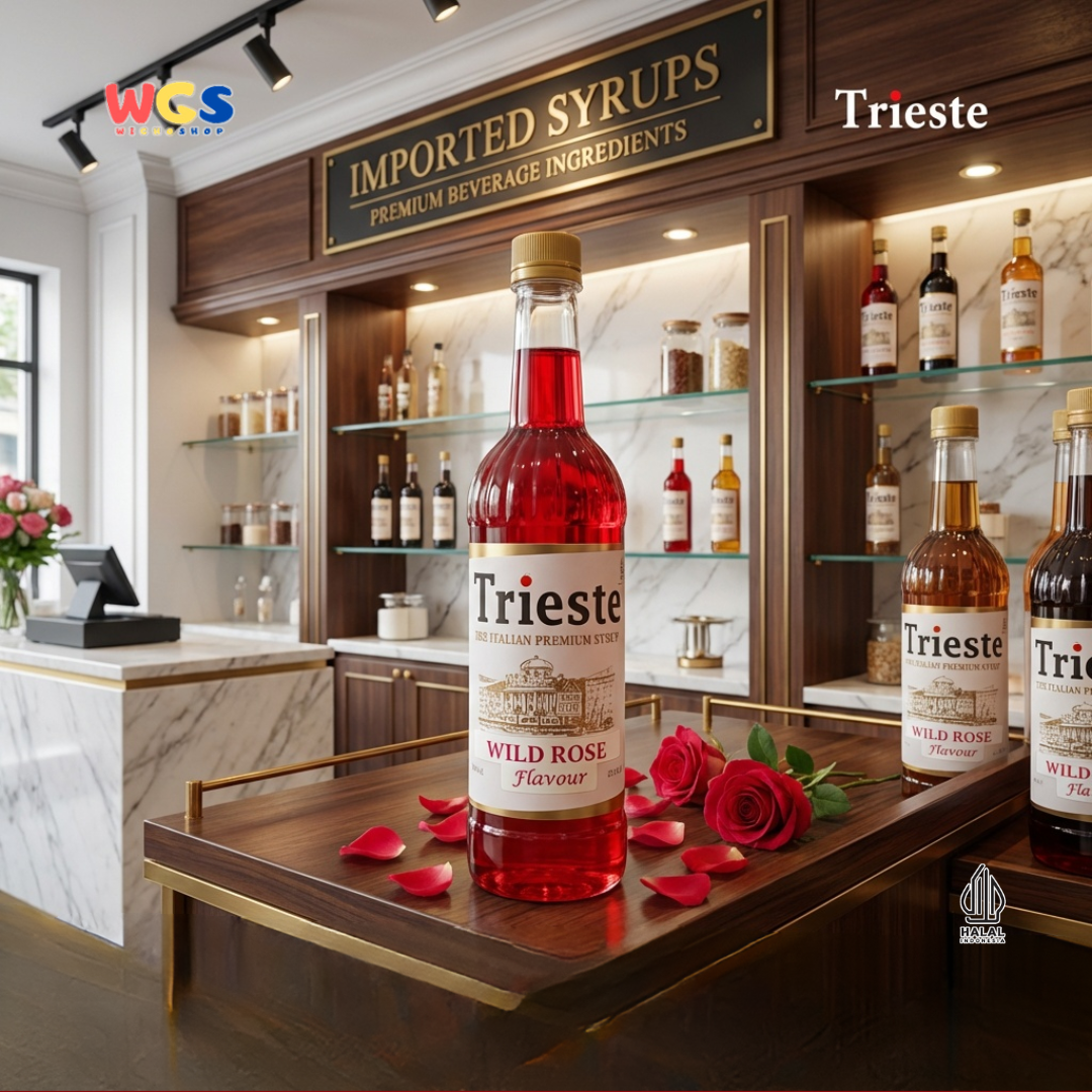 Trieste Wild Rose Flavour Syrup 650ml - Sirup Rose Premium Halal untuk Soda, Tea & Mocktail