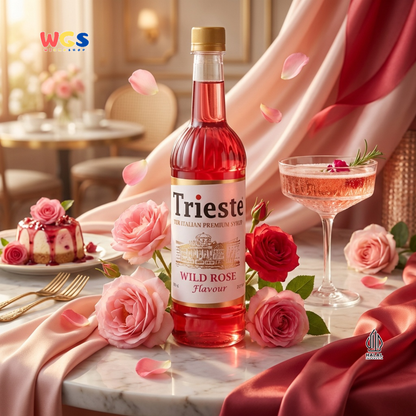 Trieste Wild Rose Flavour Syrup 650ml - Sirup Rose Premium Halal untuk Soda, Tea & Mocktail