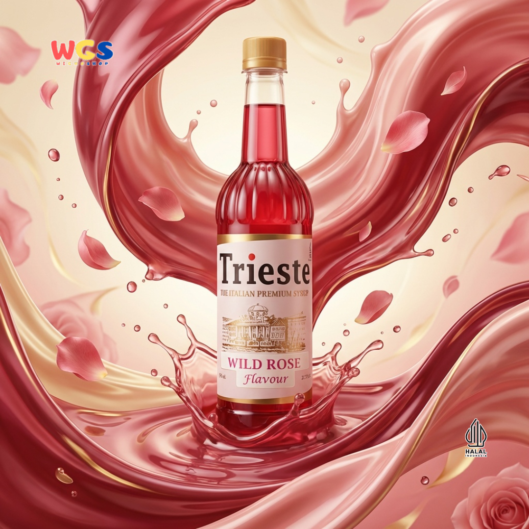 Trieste Wild Rose Flavour Syrup 650ml - Sirup Rose Premium Halal untuk Soda, Tea & Mocktail
