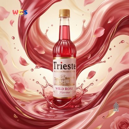 Trieste Wild Rose Flavour Syrup 650ml - Sirup Rose Premium Halal untuk Soda, Tea & Mocktail