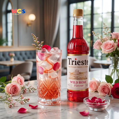 Trieste Wild Rose Flavour Syrup 650ml - Sirup Rose Premium Halal untuk Soda, Tea & Mocktail